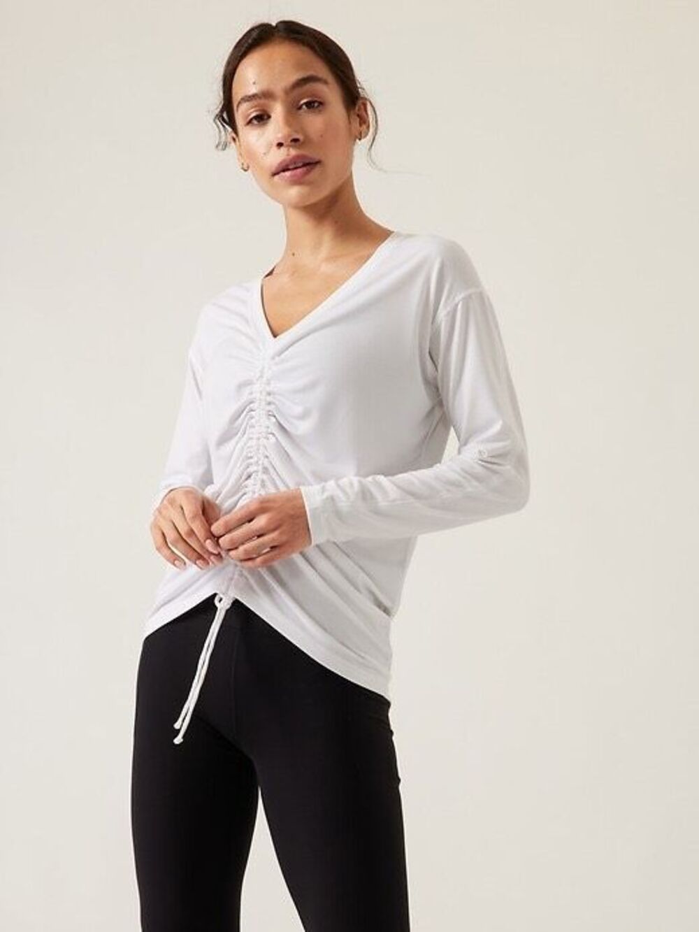 ✨Athleta Crossover Ruched White Sz Large Top✨